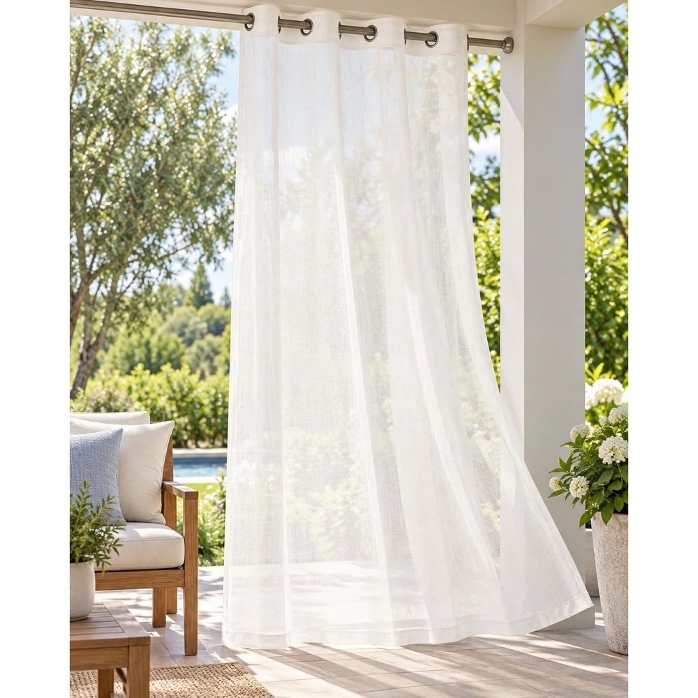 Outdoor Oasis JCPenney Marshmallow White Sheer Grommet Curtain Panel 50x95" 2pk